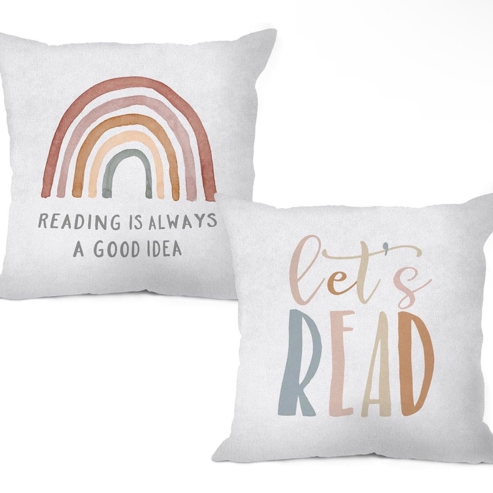 Decorative Throw Pillow Cases with Inspirational Reading Text Set of 4
